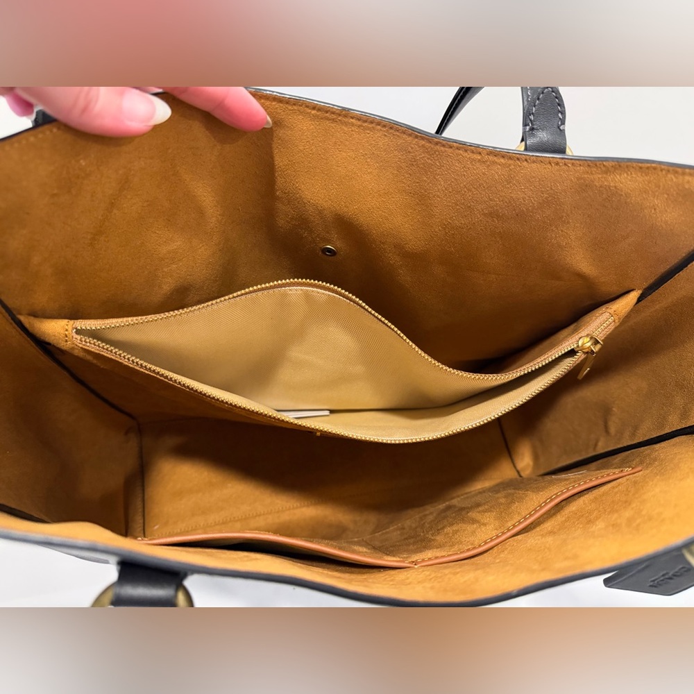 NWT Coach Theo Black Leather Tote Bag - Picture 10 of 16